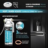 Frizzlife Inline Water Filter System for Fridge, Ice Maker, Under Sink, Certified 0.5 Micron Reduces Chlorine, Lead, Long Lasting, Compression Brass Fittings Fits for Copper Tubing, MS99