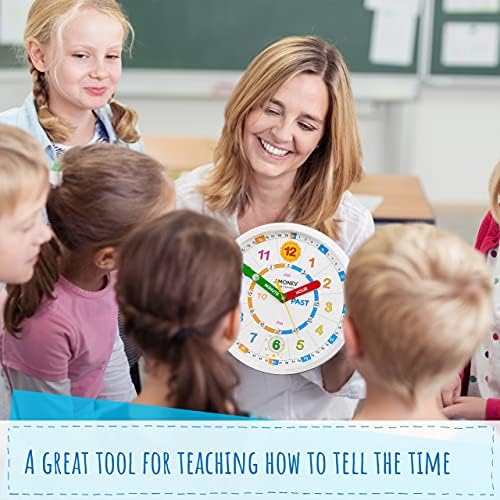 Amonev Time Teacher Scope Wall Clock for Children, Easy to Read Dial with Silent Ticking. Teach Children how to Read and Tell the Time with this Analogue Clock.