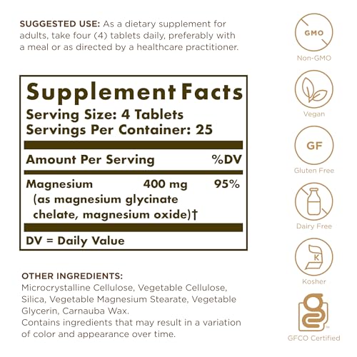 image for Solgar Chelated Magnesium - 100 Tablets - Supports Nerve & Muscle Func