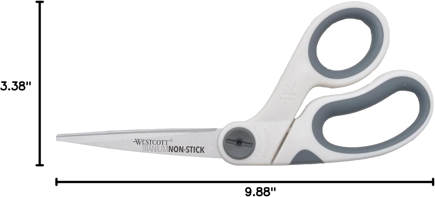 Westcott 8" Bent Titanium Bonded Non-Stick Craft Scissors with Adjustable Glide Feature (16374)