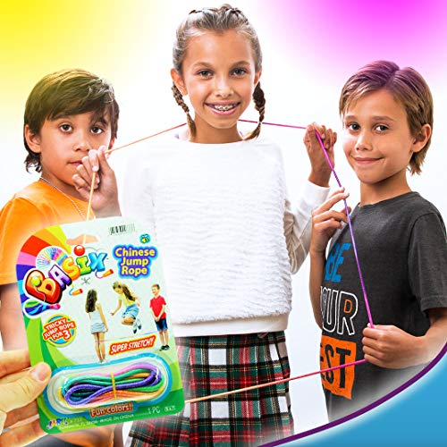 2CHILL Chinese Jump Rope (1 Pack) Elastic Skipping Rope Game for Kids & Adults | Colorful Stretchy Jump Rope for Kids, Girls and Boys. Party Favor. Physical Education Equipment 733-1A
