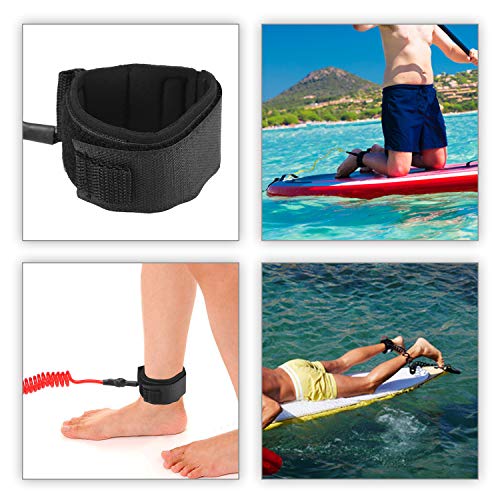 Andoer 4 pés Tornozelo Leash Surfing Elástico Coiled Stand UP Paddle Board Leg Rope Prancha de surf