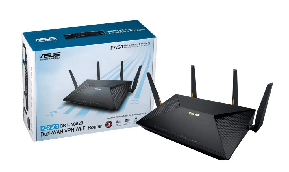 ASUS BRT-AC828 - Routeur Wi-FI Professionnel AC 2600 Mbps Mu-mimo Jusqu'à 250 Appareils Connectés Dual-wan 2g avec Support VPN et Sécurité Aiprotection à Vie et Filtrage des Contenus Trendmicro