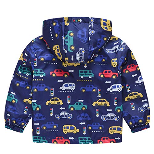 Toddler Boys Girls Zip Hooded Jacket Graphic Long Sleeve Windproof Trench Coats Kids Windbreaker (Blue, 3-4 Years)2