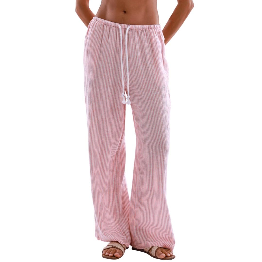 Pantalon large à rayures en lin idéal pour flâner en été
