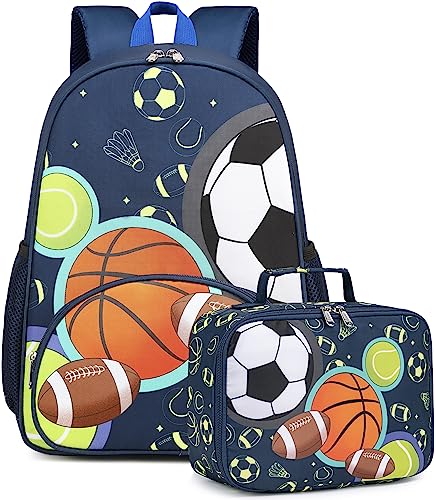 BTOOP Backpack for Kids Boys Girls Preschool Kindergarten Bookbag Set with Lunch Box Soccer Toddler School Bag