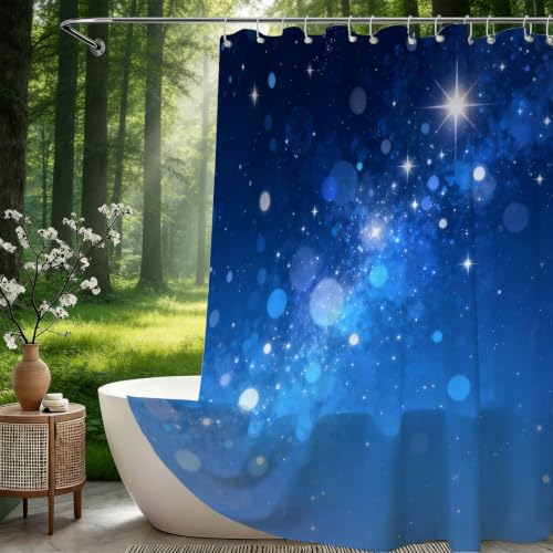 Rideau de douche polyester imperméable ciel étoilé bleu grand format pour baignoire - 3