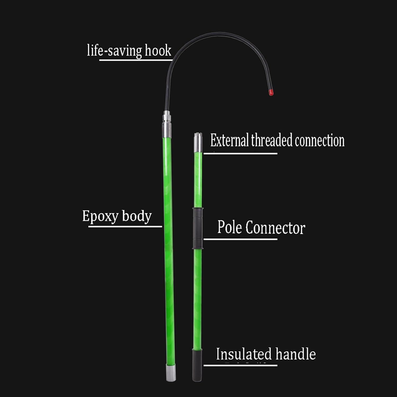 3.3ft 4.9ft 6.5ft 9.8ft Rescue Pole with Epoxy Resin Handle, Fire Electrician Safety Insulated Rescue Hook, Electrocution Emergency Rescue Sticks,for Elderly,Children,Electrician,Emergency(Yellow,1.5m