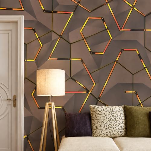 Image of Wings Star Wall Stickers DIY Wallpaper (45 x 500 CM, Brown & Gold) | Self Adhesive PVC Roll | Home Decoration for Living Room Hall Bedroom | Easy Peel and Stick Decor Paper