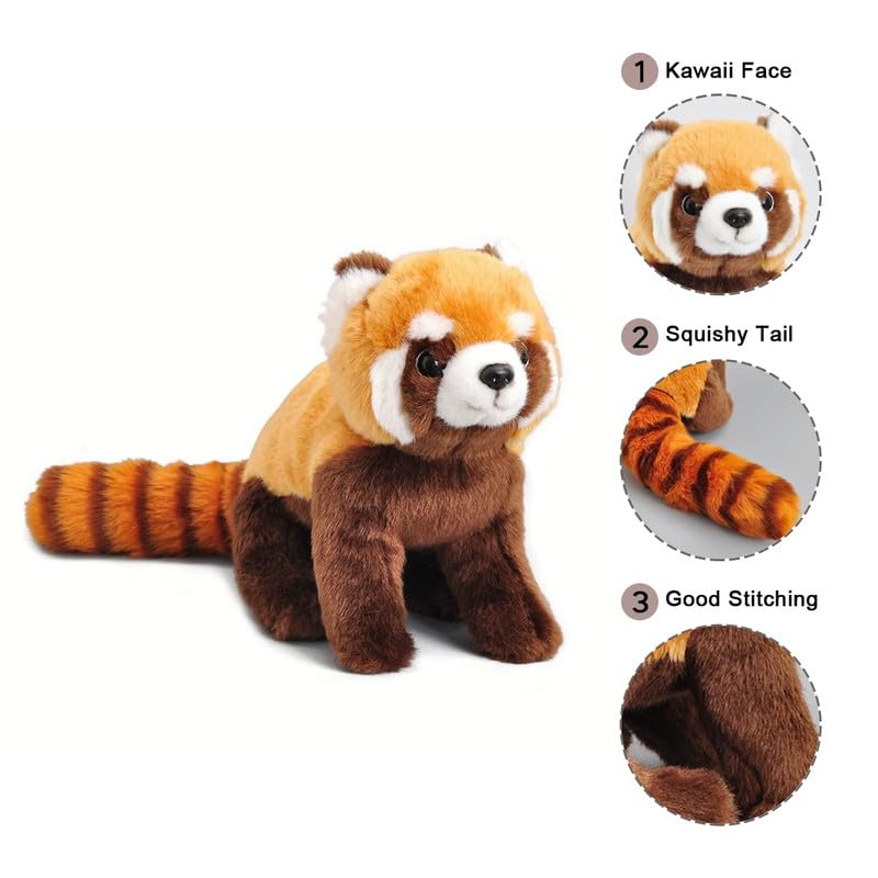 PuffPurrs Kawaii Realistic Red Panda Stuffed Animal Plush Toy Lifelike Ailurus Fulgens Plushie Pillow Doll Home Decoration 19.7'' Long - Image 2