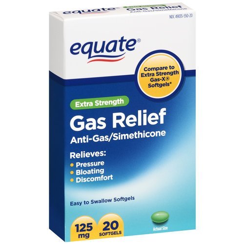 Extra Strength Gas Relief Simethicone 125mg 20ct Compare to GasX
