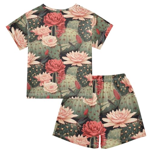 ALAZA Cactuses Dragonfly Pajama Set Short Sleeve Sleepwear Soft Lounge Nightwear2