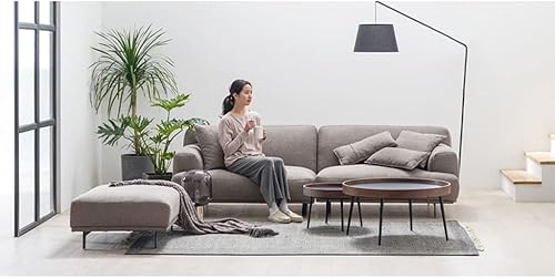 Miniatura 6 de Mesa de Centro Round Nesting Coffee Table Set of 2 Small Round Side Table Wooden Sofa Table with Metal Legs for Living Room Apartment Tea Table