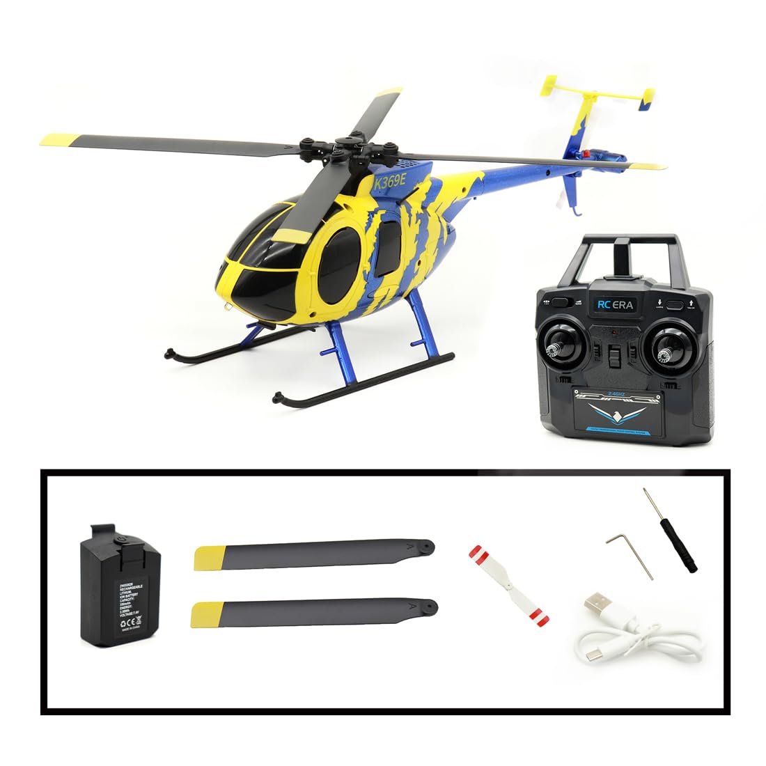 RC ERA C184 MD500 - Elicottero radiocomandato, 2,4 G, motore brushless a 4 canali, con giroscopio e posizione ottica, regalo per hobby per adulti