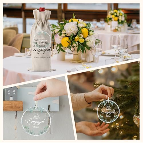 Image of FBCCZEY First Betrothed Engaged Engagement Gifts for Couples Her | Engagement Party Decorations for Engaged Couple Wine Bag Our First Betrothed Acrylic Ornament 2026