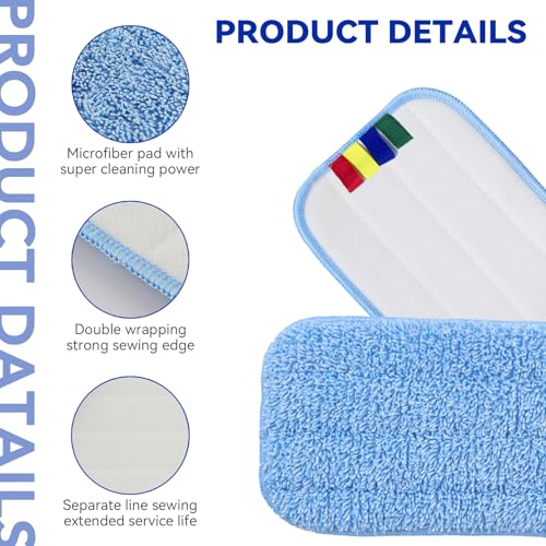 Image of Replacement Microfiber Pad Fit for Rubbermaid Commercial 18 Inch Mop Head - 10 Pack Update Wrapping Wet & Dry Commercial Cleaning Reusable Refills Fit for Any Microfiber Flat Mop System 18 inch
