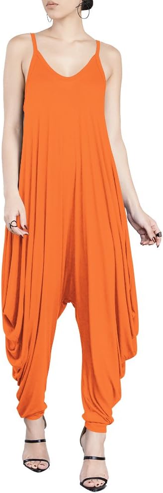 Dreamskull Women's Punk Spaghetti Strap Jumpsuit V Neckline Comfy Loose Harem One Piece Romper…