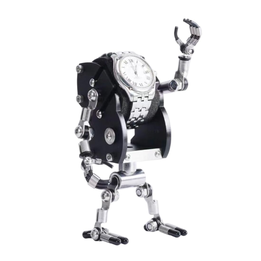 Supporto per orologi a forma di robot, in metallo, fatto a mano, regolabile (Black Knight (versione corta))