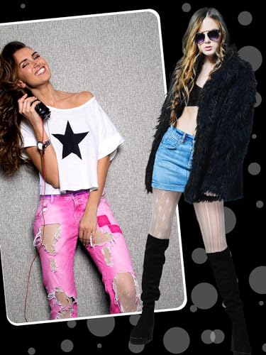 Ramede 6 Pairs Halloween Lace Tights Patterned Fishnet Thigh High Stockings Waist Bow Goth Leggings Tight Pantyhose for Women2