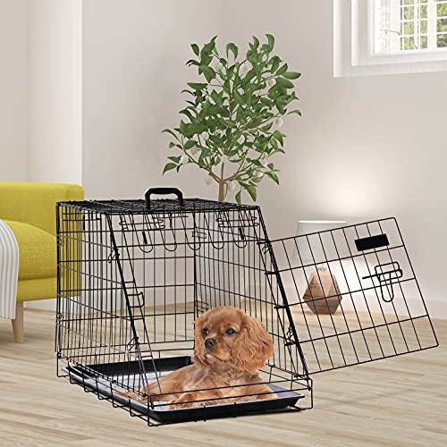 Pawhut Trapeze Collapsible Dog Pet Travel Box Cage Removable Tray 77 x 47 x 55cm - Image 3