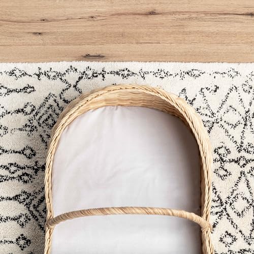 Image of Baby Bassinet Sheets Boy Girl (Moonlit White) 2-Pack - Fitted Bedside Bassinet Sheets - Buttery Soft Organic Cotton Blend for Standard Mattress Pad - Compatible with Halo BassiNest