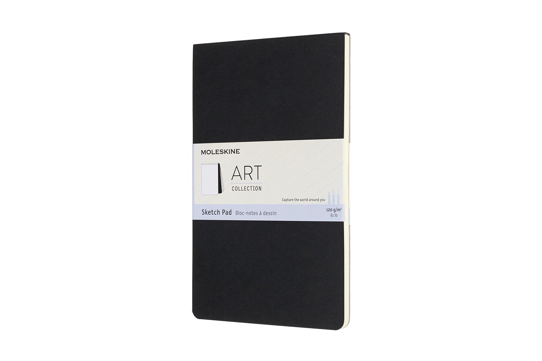 Moleskine 13 x 21 cm Large Size Art Sketchbook, Paper for Pencils, Charcoal, Pens, Fountain Pens and Markers Soft Cover, Colour Black, 48 Pages