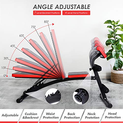 TUSY Adjustable Weight Bench for Full Body Workout Multi-Purpose Utility Weight Bench Flat Bench Press for Home and Gym