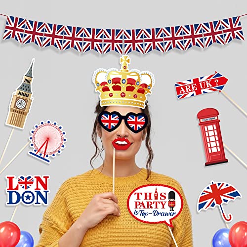 Lide Road 25Pcs British Photo Booth Props British National Day Party Decorations British Party Props Uk England Selfie Props With Stick For London National Day Party Decorations #TOP5
