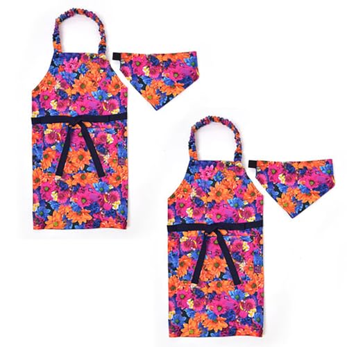 COLORFUL CANDY STYLE 子どもエプロン(100〜120cm) 花柄A 2枚セット 女の子 かわいい 子供用 子供 こども エプロン 三角巾 セット ゴム キッズエプロン おしゃれ 幼児 小学生 かわいい 小学校 N1248842-BTR