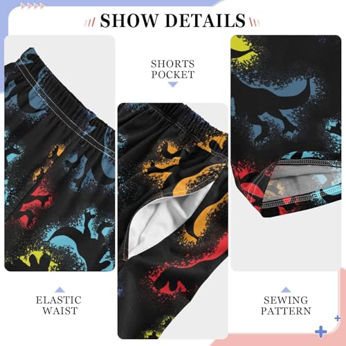 ZZXXB Retro Dinosaur Print Boys Long Pants Soft Trousers Elastic Waist Kids Lounge Bottoms with Pockets S-XL4