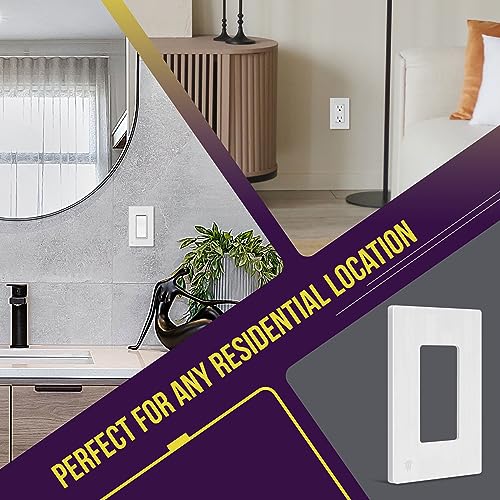 Image of ENERLITES Brushed Screwless Decorator Wall Plate Child Safe Outlet Cover, Size 1-Gang 4.68 inch H x 2.93 inch L, Unbreakable Polycarbonate Thermoplastic, SI8831-BW, Brushed White