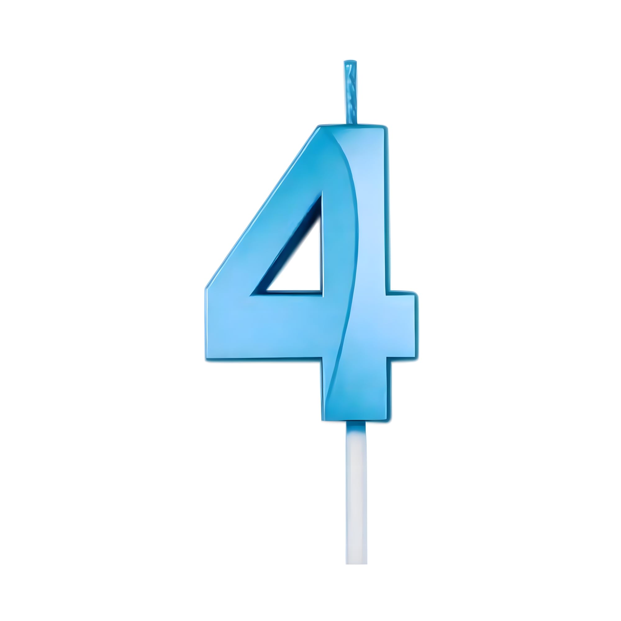 Juzfun Birthday Number Candles 4 Year Cake Topper Decoration Fourth Year Wedding Anniversary Party Metallic Blue Colour Size : Width 5 x Height 7 cm