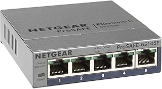 Netgear GS105E Managed Switch 5 Port Gigabit Ethernet LAN Switch Plus (Netzwerk Switch Managed, IGMP, QoS, VLAN, lüfterlo...