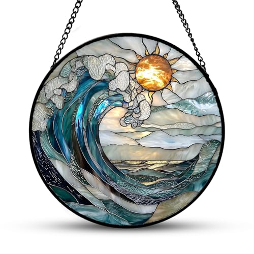 Acryl Fensterdeko Hängend, Blauwellen Sonnenfänger, Strahlender...