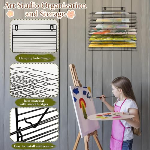 Image of Art Drying Rack for Classroom Paint Drying Rack Small Art Drying Rack Wall Art Storage Rack with 12 Removable Shelves for Classrooms and Art Studios (Black, 12 Shelves)
