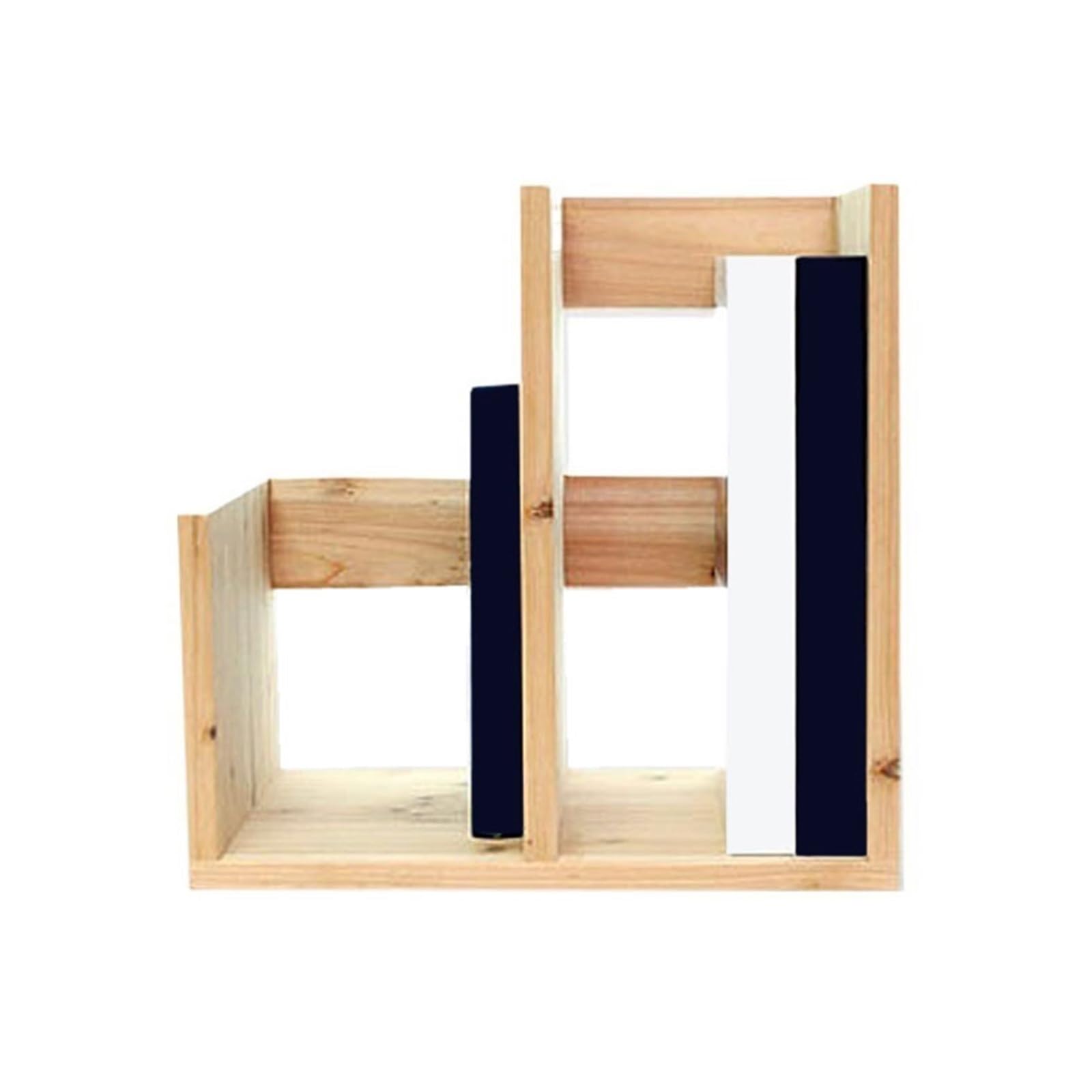 Shihan-2015 Bookcase Minimalism Desktop Organizer Wooden Small Bookshelf Display Rack for Home Office Display Shelf
