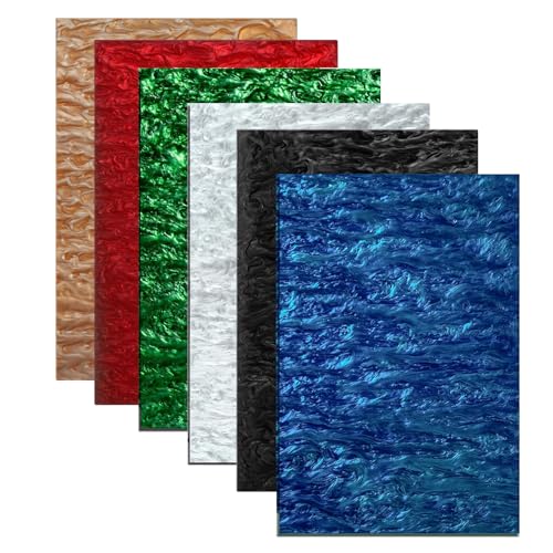 Image of TOEPODO Pearlescent Ripple Cast Acrylic Sheets 1 /8inch Thick Marble Acrylic Sheet for Laser Cutting Plexiglass Sheets for Art Design DIY Crafts Home Deco (6, Deep, 8x12 Inch)