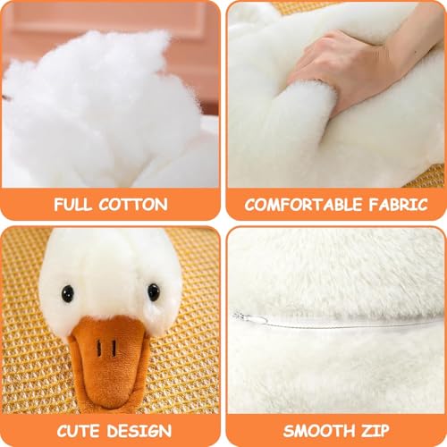 Kiuiom Plüsch Gans Kissen Puppe,Gans Kuscheltier Weiß,Riesige Gänse Plüschtiere,Stofftier Gänse,Weiches Gänses Schlafkissen Kissen,Für Kinder Und Mädchen,40CM