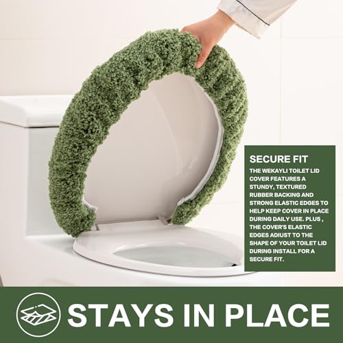 Image of Microfiber Toilet Lid Cover, 17.5 inchx15 inch Fits Round Oblong and Elongated