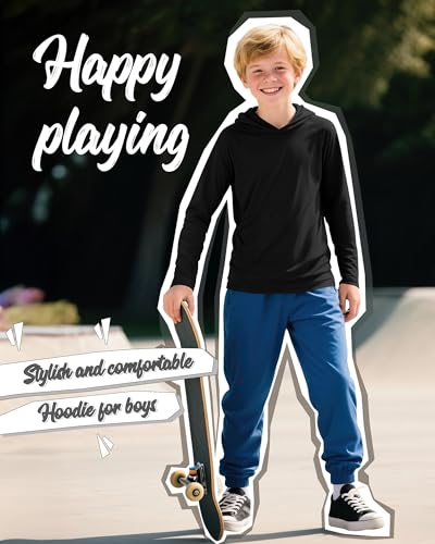 3 Pack Boys Hoodies Kids Cotton Long Sleeve Athletic Workout Sweatshirts Casual Comfy Pullover Shirts(ages 6-18)4