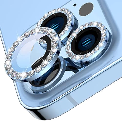Bague objectif iPhone Pro Max strass bleu pour photos du quotidien