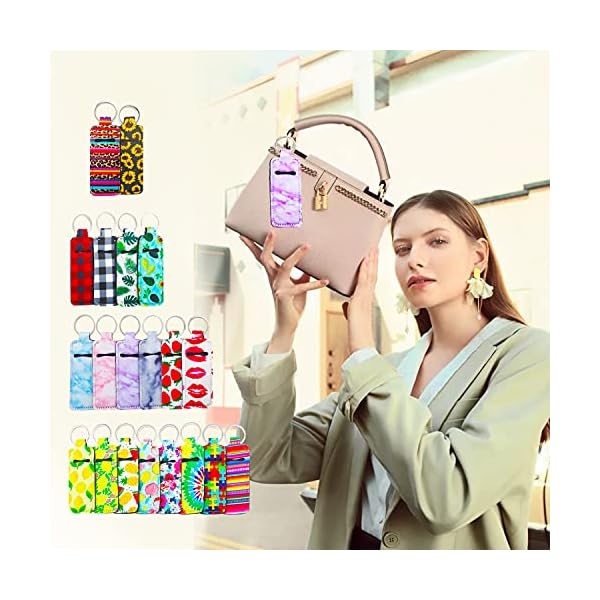 ANGIEHAIE Chapstick Holder Keychain,Neoprene Balm Holders Pouch,
