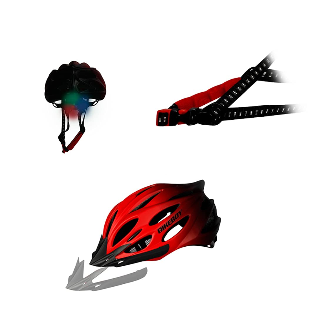 Casco Da Bici Leggero Con Luce Posteriore - Regolabile Per Uomo E Donna - Rosso - Foto 6