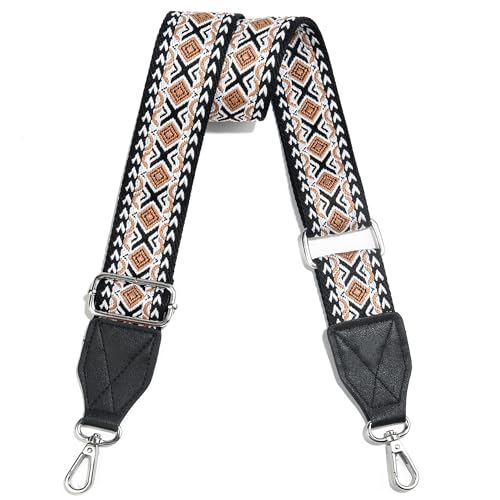 Image of Purse Strap,1.5 inch Leather End Shoulder Strap Adjustable Replacement,Retro Multi-Pattern Crossbody Bag Straps