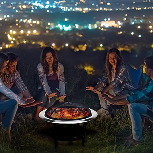 Feuerstelle Ø 75 cm Edelstahl | Hakenfunken, Feuerschale, Feuerkorb, Garten | Multifunktional für Outdoor Camping Versorgung mit Rundform (DF-FS3030-C) – Bild 4