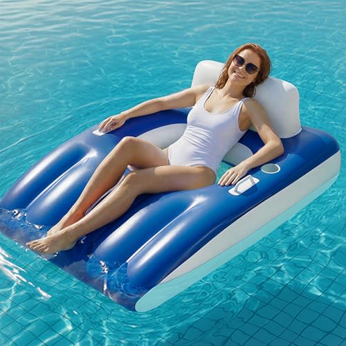 Funscape Inflatable Pool Lounge Floats Adult, Swimming Pool Floaties Blue-L by Funscape - Used condition - US$26.99