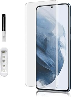 واقي شاشة سامسونج جالكسي اس 23 بلس من الزجاج المقسى السائل بالاشعة فوق البنفسجية بدرجة صلابة 9 اتش، لاصق كامل بدون حواف من الحافة الى الحافة، جراب صديق للبيئة فائق الوضوح وسهل التركيب