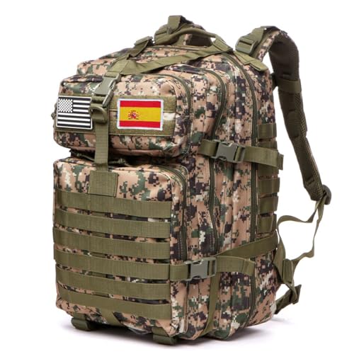 GUJOIN Mochila Tática 50 Litros con Sistema Molle - Gran Capacidad Militar Impermeable para Emergencias de 3 Días Caza Senderismo y Acampadas - Mochila para Actividades al Aire Libre