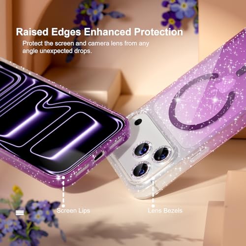 Choiche for iPhone 17 Pro Max Case Compatible MagSafe, Glitter Clear/Purple - image 4
