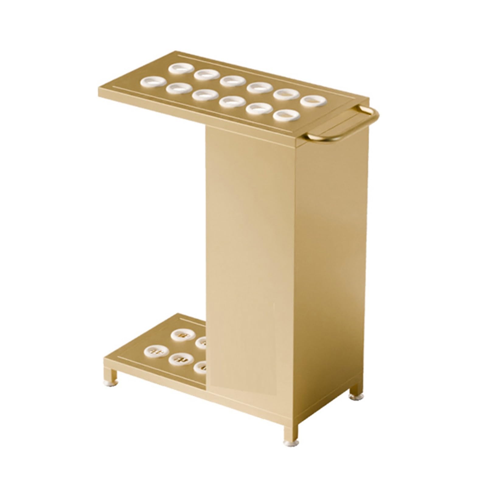 ZFUCMAYL Billiards Pool Stick Holder,Display Floor Cue Storage,Metal Billiard Racks,with 12 Slots,Adjustable Feet(Gold)